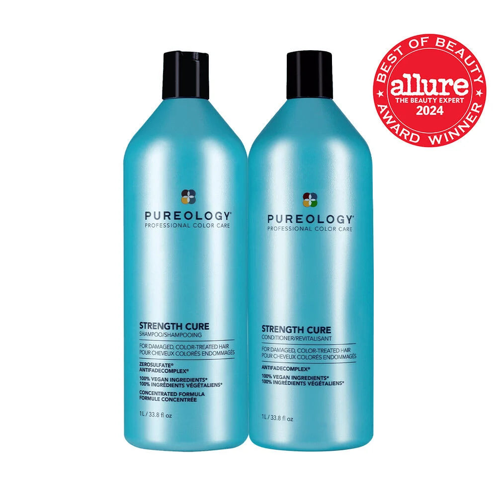 Strength Cure Shampoo and Conditioner Duo: Sulfate-Free Repairing Set for Damaged Hair